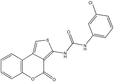 N-(3-chlorophenyl)-N'-(4-oxo-4H-thieno[3,4-c]chromen-3-yl)urea Struktur