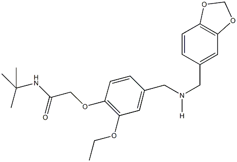 2-(4-{[(1,3-benzodioxol-5-ylmethyl)amino]methyl}-2-ethoxyphenoxy)-N-(tert-butyl)acetamide Struktur