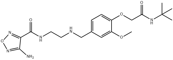 4-amino-N-[2-({4-[2-(tert-butylamino)-2-oxoethoxy]-3-methoxybenzyl}amino)ethyl]-1,2,5-oxadiazole-3-carboxamide Struktur