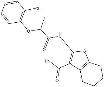 2-{[2-(2-chlorophenoxy)propanoyl]amino}-4,5,6,7-tetrahydro-1-benzothiophene-3-carboxamide Struktur