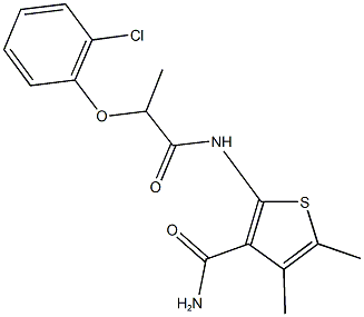 2-{[2-(2-chlorophenoxy)propanoyl]amino}-4,5-dimethyl-3-thiophenecarboxamide Struktur