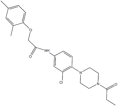 N-[3-chloro-4-(4-propionyl-1-piperazinyl)phenyl]-2-(2,4-dimethylphenoxy)acetamide Struktur