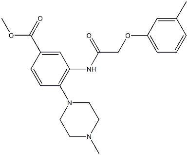 methyl 3-{[(3-methylphenoxy)acetyl]amino}-4-(4-methyl-1-piperazinyl)benzoate Struktur