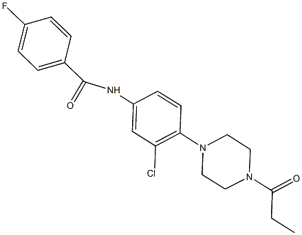 N-[3-chloro-4-(4-propionyl-1-piperazinyl)phenyl]-4-fluorobenzamide Struktur