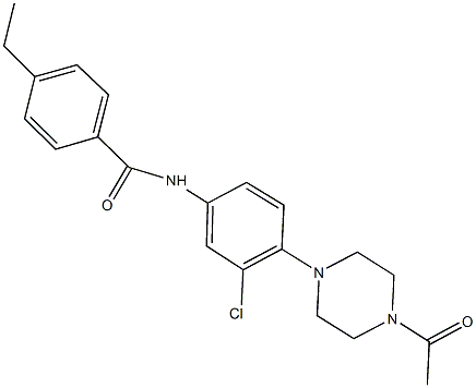 N-[4-(4-acetyl-1-piperazinyl)-3-chlorophenyl]-4-ethylbenzamide Struktur