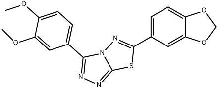 6-(1,3-benzodioxol-5-yl)-3-(3,4-dimethoxyphenyl)[1,2,4]triazolo[3,4-b][1,3,4]thiadiazole Struktur