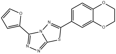 6-(2,3-dihydro-1,4-benzodioxin-6-yl)-3-(2-furyl)[1,2,4]triazolo[3,4-b][1,3,4]thiadiazole Struktur