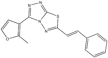 3-(2-methyl-3-furyl)-6-(2-phenylvinyl)[1,2,4]triazolo[3,4-b][1,3,4]thiadiazole Struktur