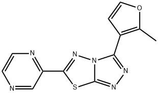 3-(2-methyl-3-furyl)-6-(2-pyrazinyl)[1,2,4]triazolo[3,4-b][1,3,4]thiadiazole Struktur