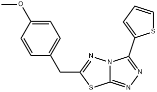 methyl 4-{[3-(2-thienyl)[1,2,4]triazolo[3,4-b][1,3,4]thiadiazol-6-yl]methyl}phenyl ether Struktur