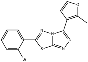 6-(2-bromophenyl)-3-(2-methyl-3-furyl)[1,2,4]triazolo[3,4-b][1,3,4]thiadiazole Struktur