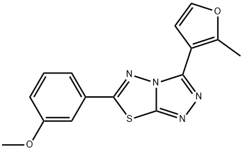 methyl 3-[3-(2-methyl-3-furyl)[1,2,4]triazolo[3,4-b][1,3,4]thiadiazol-6-yl]phenyl ether Struktur