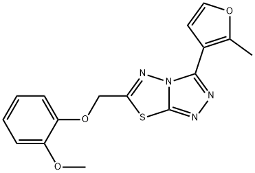 6-[(2-methoxyphenoxy)methyl]-3-(2-methyl-3-furyl)[1,2,4]triazolo[3,4-b][1,3,4]thiadiazole Struktur