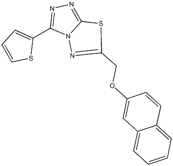 6-[(2-naphthyloxy)methyl]-3-(2-thienyl)[1,2,4]triazolo[3,4-b][1,3,4]thiadiazole Struktur