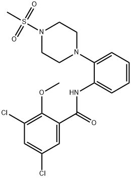 3,5-dichloro-2-methoxy-N-{2-[4-(methylsulfonyl)-1-piperazinyl]phenyl}benzamide Struktur