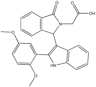 {1-[2-(2,5-dimethoxyphenyl)-1H-indol-3-yl]-3-oxo-1,3-dihydro-2H-isoindol-2-yl}acetic acid Struktur