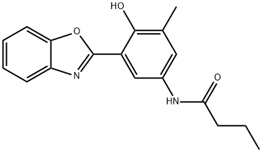 N-[3-(1,3-benzoxazol-2-yl)-4-hydroxy-5-methylphenyl]butanamide Struktur