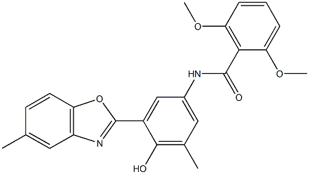 N-[4-hydroxy-3-methyl-5-(5-methyl-1,3-benzoxazol-2-yl)phenyl]-2,6-dimethoxybenzamide Struktur