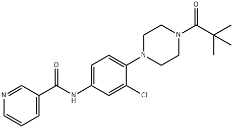 N-{3-chloro-4-[4-(2,2-dimethylpropanoyl)-1-piperazinyl]phenyl}nicotinamide Struktur