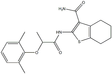 2-{[2-(2,6-dimethylphenoxy)propanoyl]amino}-4,5,6,7-tetrahydro-1-benzothiophene-3-carboxamide Struktur