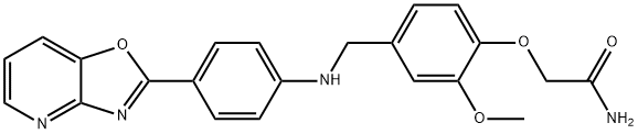 2-{2-methoxy-4-[(4-[1,3]oxazolo[4,5-b]pyridin-2-ylanilino)methyl]phenoxy}acetamide Struktur