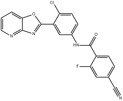 N-(4-chloro-3-[1,3]oxazolo[4,5-b]pyridin-2-ylphenyl)-4-cyano-2-fluorobenzamide Struktur