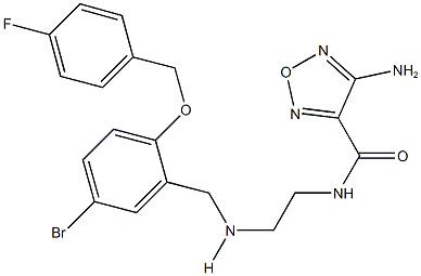 4-amino-N-[2-({5-bromo-2-[(4-fluorobenzyl)oxy]benzyl}amino)ethyl]-1,2,5-oxadiazole-3-carboxamide Struktur