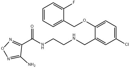 4-amino-N-[2-({5-chloro-2-[(2-fluorobenzyl)oxy]benzyl}amino)ethyl]-1,2,5-oxadiazole-3-carboxamide Struktur