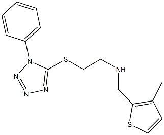 N-[(3-methyl-2-thienyl)methyl]-N-{2-[(1-phenyl-1H-tetraazol-5-yl)sulfanyl]ethyl}amine Struktur