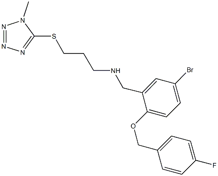 N-{5-bromo-2-[(4-fluorobenzyl)oxy]benzyl}-N-{3-[(1-methyl-1H-tetraazol-5-yl)sulfanyl]propyl}amine Struktur