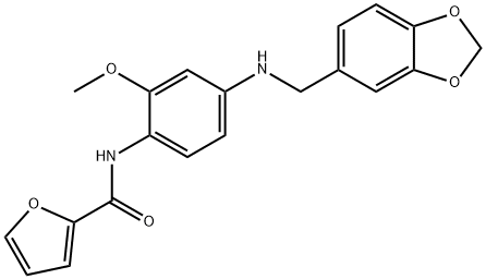 N-{4-[(1,3-benzodioxol-5-ylmethyl)amino]-2-methoxyphenyl}-2-furamide Struktur