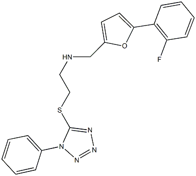 N-{[5-(2-fluorophenyl)-2-furyl]methyl}-N-{2-[(1-phenyl-1H-tetraazol-5-yl)sulfanyl]ethyl}amine Struktur