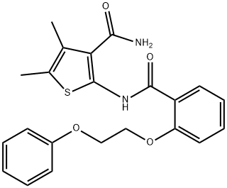 4,5-dimethyl-2-{[2-(2-phenoxyethoxy)benzoyl]amino}-3-thiophenecarboxamide Struktur