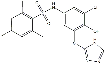 N-[3-chloro-4-hydroxy-5-(4H-1,2,4-triazol-3-ylsulfanyl)phenyl]-2,4,6-trimethylbenzenesulfonamide Struktur