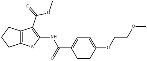 methyl 2-{[4-(2-methoxyethoxy)benzoyl]amino}-5,6-dihydro-4H-cyclopenta[b]thiophene-3-carboxylate Struktur