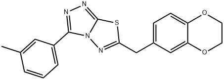 6-(2,3-dihydro-1,4-benzodioxin-6-ylmethyl)-3-(3-methylphenyl)[1,2,4]triazolo[3,4-b][1,3,4]thiadiazole Struktur