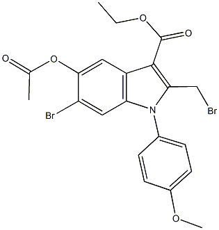 ethyl 5-(acetyloxy)-6-bromo-2-(bromomethyl)-1-(4-methoxyphenyl)-1H-indole-3-carboxylate Struktur