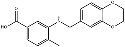 3-[(2,3-dihydro-1,4-benzodioxin-6-ylmethyl)amino]-4-methylbenzoic acid Struktur