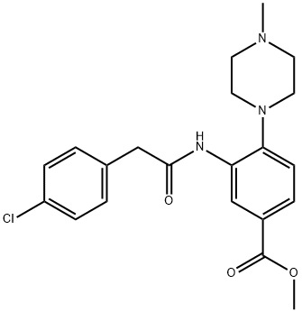 methyl 3-{[(4-chlorophenyl)acetyl]amino}-4-(4-methyl-1-piperazinyl)benzoate Struktur