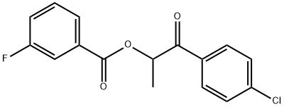 2-(4-chlorophenyl)-1-methyl-2-oxoethyl 3-fluorobenzoate Struktur