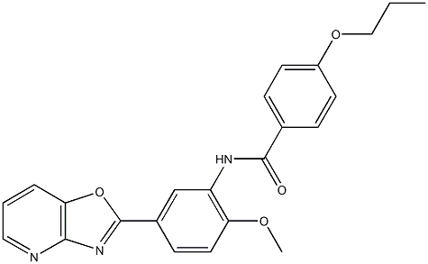 N-(2-methoxy-5-[1,3]oxazolo[4,5-b]pyridin-2-ylphenyl)-4-propoxybenzamide Struktur