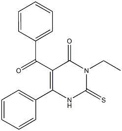 5-benzoyl-3-ethyl-6-phenyl-2-thioxo-2,3-dihydro-4(1H)-pyrimidinone Struktur