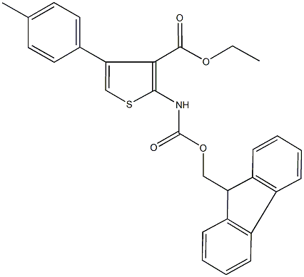 ethyl 2-{[(9H-fluoren-9-ylmethoxy)carbonyl]amino}-4-(4-methylphenyl)-3-thiophenecarboxylate Struktur