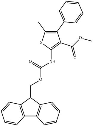 methyl 2-{[(9H-fluoren-9-ylmethoxy)carbonyl]amino}-5-methyl-4-phenyl-3-thiophenecarboxylate Struktur