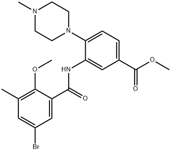 methyl 3-[(5-bromo-2-methoxy-3-methylbenzoyl)amino]-4-(4-methyl-1-piperazinyl)benzoate Struktur