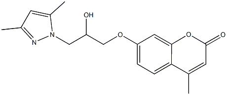 7-[3-(3,5-dimethyl-1H-pyrazol-1-yl)-2-hydroxypropoxy]-4-methyl-2H-chromen-2-one Struktur