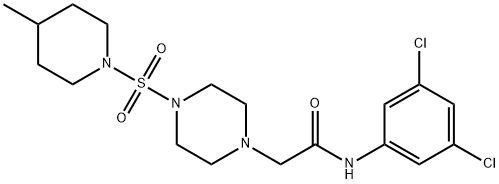 N-(3,5-dichlorophenyl)-2-{4-[(4-methyl-1-piperidinyl)sulfonyl]-1-piperazinyl}acetamide Struktur