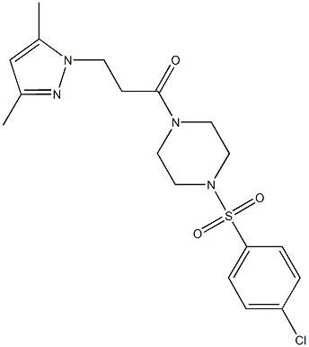 1-[(4-chlorophenyl)sulfonyl]-4-[3-(3,5-dimethyl-1H-pyrazol-1-yl)propanoyl]piperazine Struktur