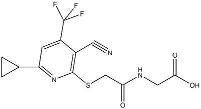 [({[3-cyano-6-cyclopropyl-4-(trifluoromethyl)-2-pyridinyl]sulfanyl}acetyl)amino]acetic acid Struktur