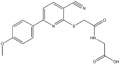 [({[3-cyano-6-(4-methoxyphenyl)-2-pyridinyl]sulfanyl}acetyl)amino]acetic acid Struktur